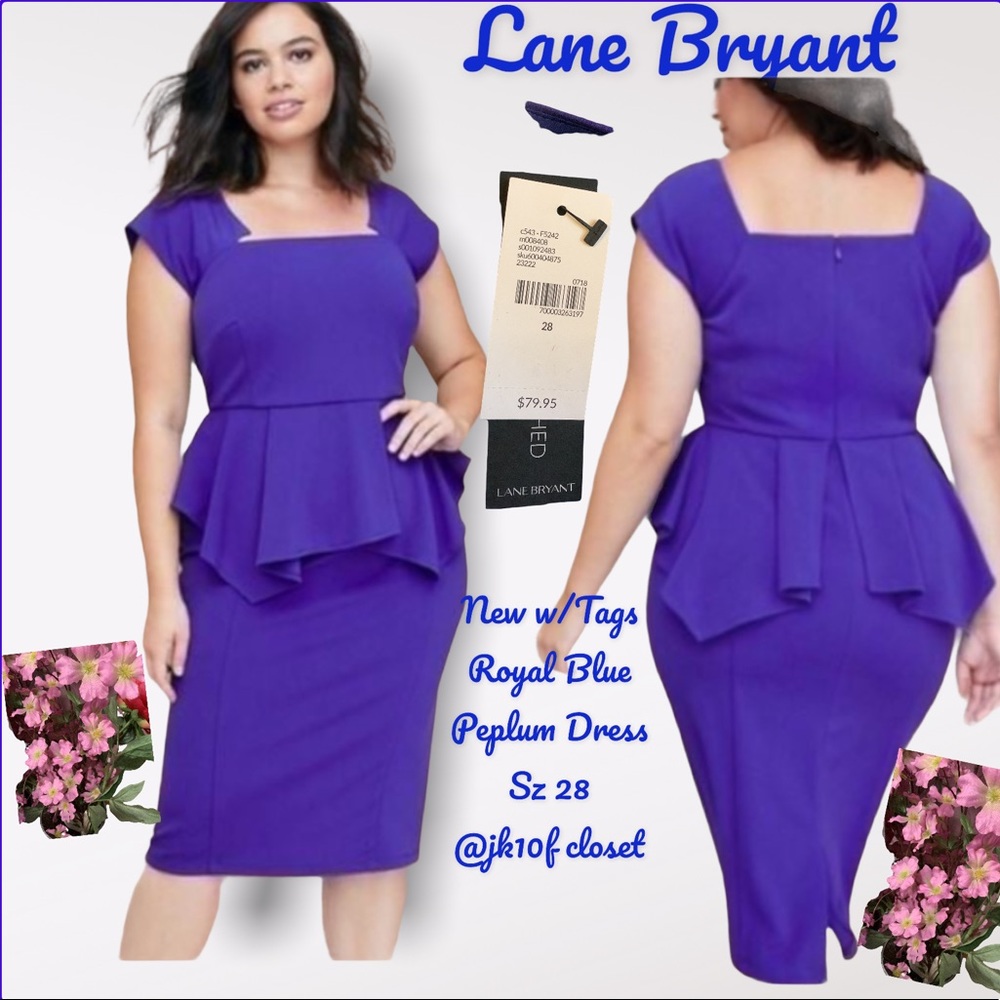 LOWEST🌺 NWT LANE BRYANT Sz28 ROYAL BLUE COCKTAIL DRESS
